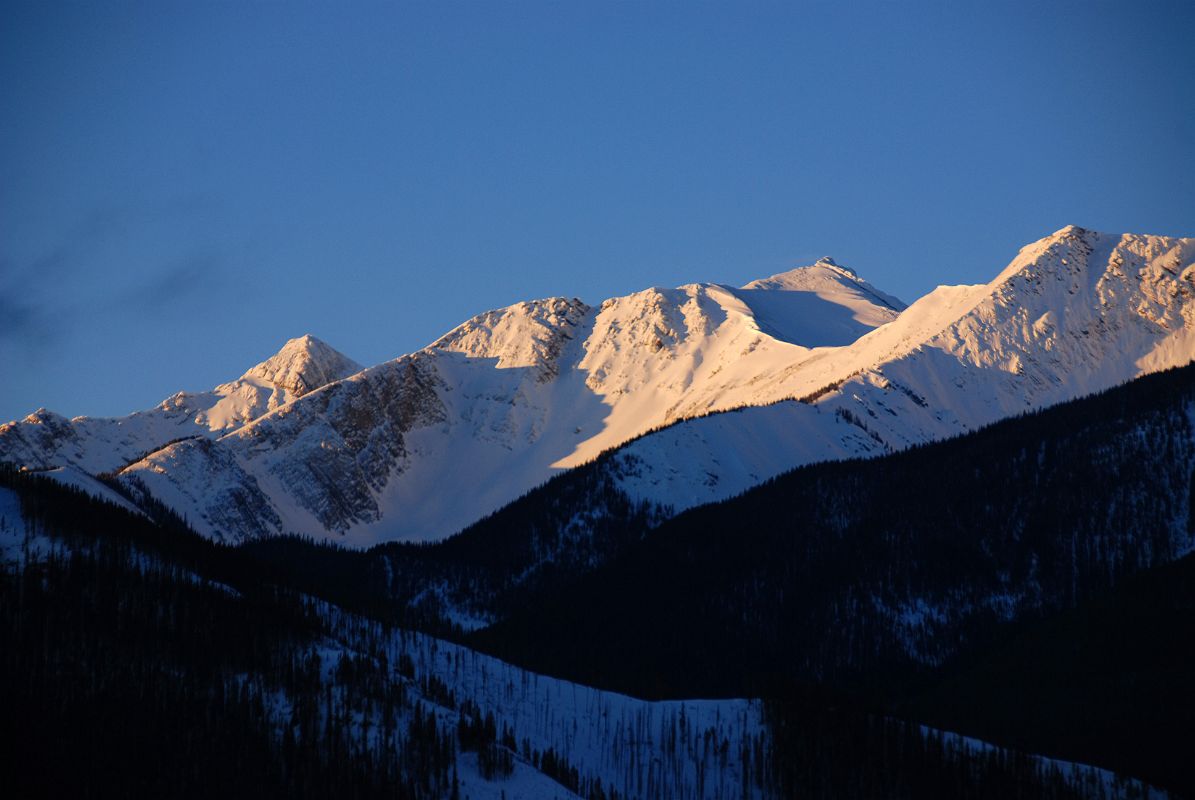 03A Sunrise On Sundance Range From Trans Canada Highway Just After Leaving Banff Towards Lake Louise In Winter